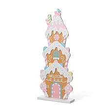 35.25"H Wooden Gingerbread House Porch Decor
