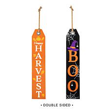 35.5"H Fall and Halloween Wooden Reversible Tag Porch Sign