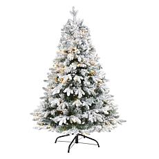 4' Flocked Vermont Mixed Pine Artificial Christmas Tree with 100 Cl...