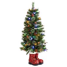 4.5ft Christmas Santa Boots Porch Tree with LED Lights