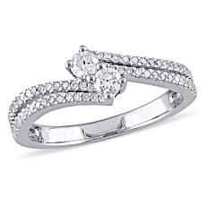 .48ctw Diamond 14K White Gold Double-Row Bypass Ring