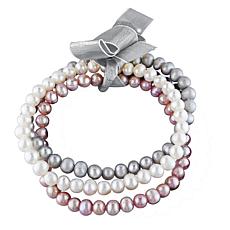 5-5.5mm Multi-Color Cultured Freshwater Pearl 3pc Stretch Bracelet Set