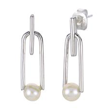 5-6mm Cultured Freshwater Pearl Abstract Open Drop Earrings