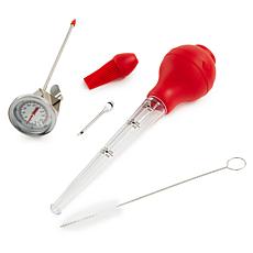 6-Piece Quality Stainless Steel Baster Set with Thermometer