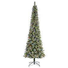 9ft Pre-Lit Frosted Cashmere Pencil Pine Christmas Tree