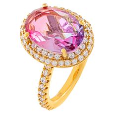 Absolute™  Cubic Zirconia and Simulated Tourmaline Double Halo Ring