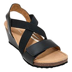 Aetrex® Kathy Leather and Woven Heeled Sandal
