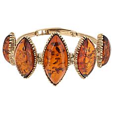 Amber Extraordinaire Goldtone Marquise Amber Station Bracelet