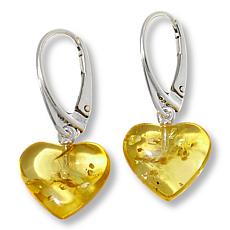 Amber Extraordinaire Leverback Heart Drop Earrings