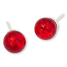 Amber Extraordinaire Sterling Silver 11mm Round Stud Earrings