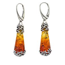 Amber Extraordinaire Sterling Silver Cone-Shaped Drop Earrings