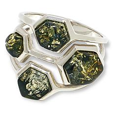 Amber Extraordinaire Sterling Silver Honeycomb Ring