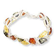 Amber Extraordinaire Sterling Silver Multi Geometric Station Bracelet