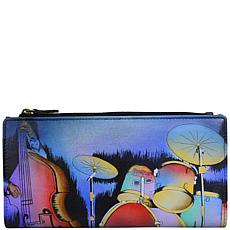 Anna by Anuschka Hand Painted Leather Bi Fold Clutch Wallet