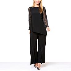 Antthony 2-piece Beaded-Sleeve Top and Wide Leg Pant Set