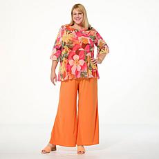 Antthony 2-piece Mesh Flounce Sleeve Top and Pull-On Pant Set