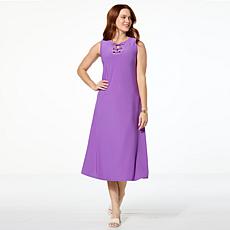 Antthony Grommet-Neck Sleeveless Midi Dress