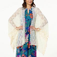 Antthony Lace Ruana with Crochet Trim and Tassels