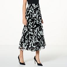 Antthony Print Textured Knit Tiered Flamingo Pant