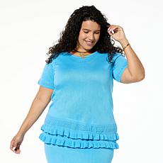 Antthony Short-Sleeve Ruffled Hem Top