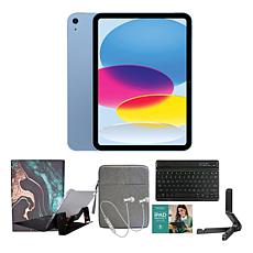 Apple iPad 10.9" 10th Gen 256GB with Keyboard, Earbuds and Case - Blue