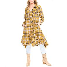 Aratta Mustard Coco Plaid Trench Coat
