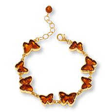 "As Is" Amber Extraordinaire Gold-Plated Butterfly Station Bracelet