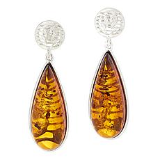 "As Is" Amber Extraordinaire Sterling Cognac Amber Teardrop Earrings