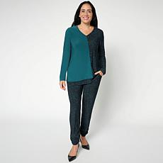 "As Is" Antthony 2-piece Asymmetric Colorblock Top and Pant Set