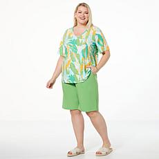 "As Is" Antthony 2-piece Printed Top and Solid Short Set
