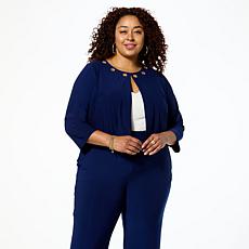 "As Is" Antthony Embellished Grommet Neck 3/4 Sleeve Bolero