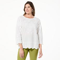"As Is" Antthony Embroidered Scalloped Edge Blouse