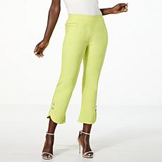 "As Is" Antthony Executive Stretch Pull-On Crop Pant Button Hem Detail