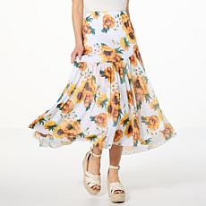 "As Is" Antthony Printed Mesh Knit Midi Skirt with Front Slit