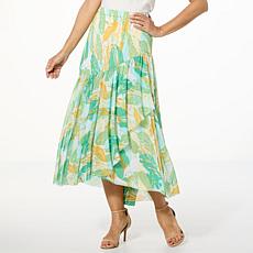 "As Is" Antthony Printed Mesh Knit Midi Skirt with Front Slit
