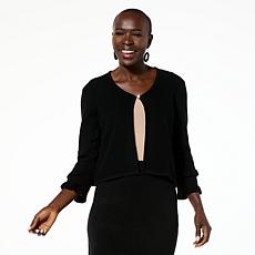 "As Is" Antthony Ruffled-Sleeve One-Button Knit Cardigan