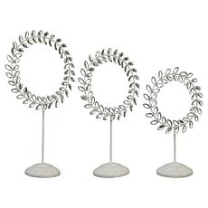 "As Is" august & leo Jeweled Glitter Wreath Pedestals Set of 3