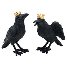 "As Is" august & leo Set of 2 Jeweled Raven Statues