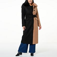"As Is" Badgley Mischka Military Style Colorblock Coat
