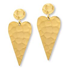 "As Is" Bellezza Bronze Hammered Elongated Heart Drop Earrings