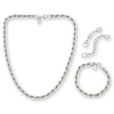 "As Is" Bellezza Bronze Rope Chain Necklace and Bracelet 2-piece Set