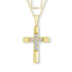 "As Is" Bright Halo Lab Grown Diamonds 0.26ctw Cross Pendant with 1...