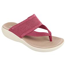 "As Is" BZees Canvas Bright Thong Wedge Sandal