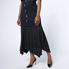 "As Is" C Wonder Button Front Pleated Mix Skirt