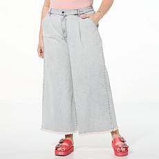 "As Is" C Wonder by Christian Siriano Stretch Denim Raw Edge Wide L...