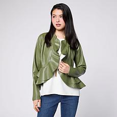 "As Is" C. Wonder Faux Leather Ruffle Jacket