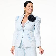 "As Is" C Wonder Puff-Shoulder Denim Blazer