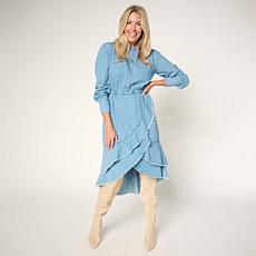 "As Is" C Wonder Ruffled Denim Dress