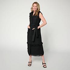 "As Is" C Wonder Tweed Fringe Trim Vest Dress