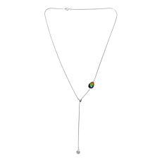 "As Is" Canadian Ammolite Gems Pear Station Adjustable Chain Necklace
